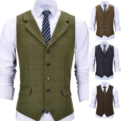 Mens tweed wool waistcoat - mens,