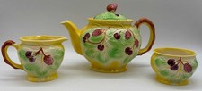 Vintage c1950s Avon Ware Fruit & Leaves Patterned Teapot Milk Jug & Sugar Bowl