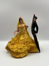 Pair of 1960s Spanish Flamenco Dancing Dolls, appro 18 cm high.