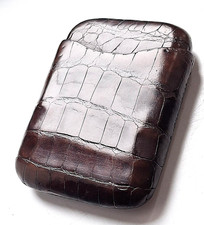 ANTIQUE CROCODILE LEATHER CIGAR CASE c.1920