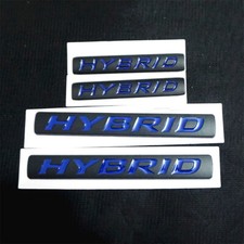 2x Short + 2x Big Matte Blue HYBRID Black Metal Decal Sticker Badge Emblem Turbo