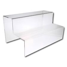 2 Step Tier Large Wide Clear Acrylic Plastic Retail Riser Counter Display Stands