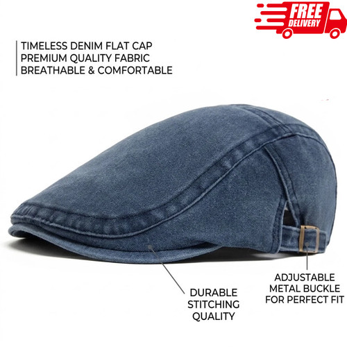 Men flat cap washed - cap, newsboy
