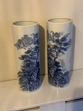 Vintage Japanese Flow Blue Vase Umbrella Stand - Great Condition