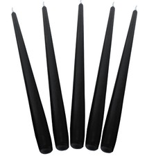 Black Taper Dinner Candles  9" 24cm Candle Unscented 7 Hour Burn Time 5 Pack