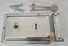 Door Sash Lock with Key Polished Chrome Rim lock Security *Imperfect* 6" x 4"