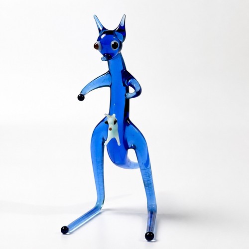 Hand blown blue glass - hand, kangaroo