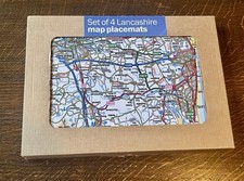 NEW Set Of 4 Lancashire Map