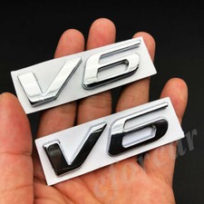 2x Metal Chrome V6 Vntage Car