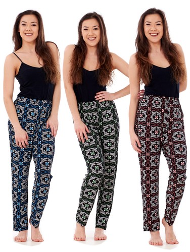 Ladies floral print trousers - print,