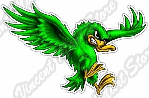 Fighting green duck mascot - green,