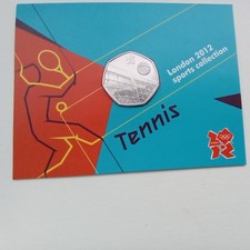 Carded Royal Mint BU 50p Olympic coin TENNIS Uncirculated 