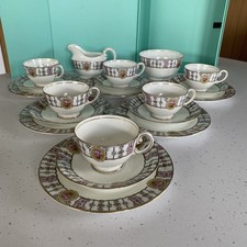 Antique Aynsley (4192) Black Gold Pink Rose. Part Tea Set (20pcs).1920’s.