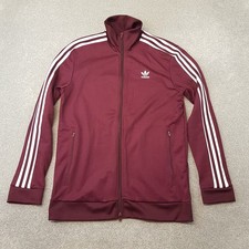 Adidas Mens Track Jacket Medium Burgundy Firebird Originals SST High Neck Zip Up