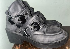 Jeffrey Campbell Coltrane Leather Cut-Out Bootie Distressed US 8.5M Pre-Owned