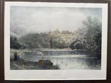 Hand Coloured Print of Cliveden Etching by David Law c1880