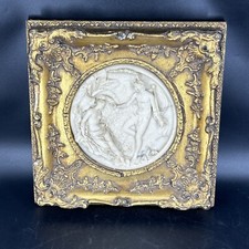 Antique Carved Marble Carvers & Gilders Relief Wall Plaque