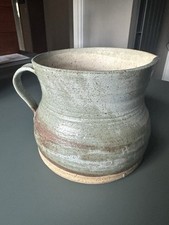 Squat 2 Pint Vintage Blue  Glazed Studio Potterry Jug _ Unmarked