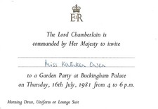 VINTAGE 1977 BUCKINGHAM PALACE GARDEN PARTY INVITE