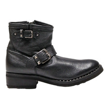 ASH Biker Boots Black Leather Womens UK 7.5
