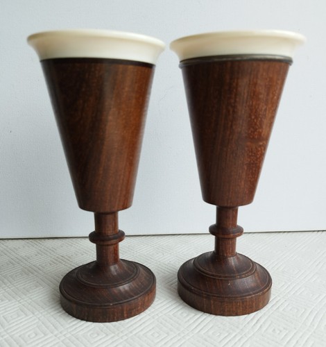 Pair vintage 1970s hand turned - pair,