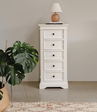 White Tallboy Narrow Chest of