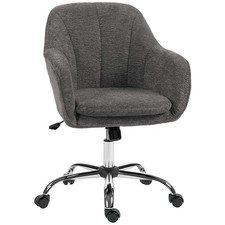 HOMCOM Modern Velvet Office Desk Chair for Bedroom, Living Room, Grey