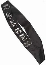Hen Party/Night BLACK AND SILVER BRIDE TO BE SASH NEW
