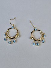 Gold Plated Blue Topaz Coloured  Chandelier drop Dangle Boho bohemian gypsy 