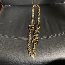 Jaeger London Faux Tortoise Shell And Gold Tone Long Necklace 1990’s