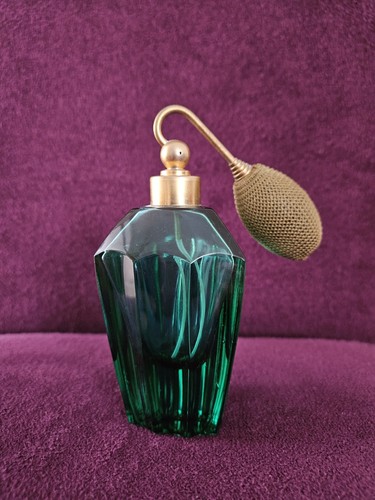 Vintage green glass perfume - green,