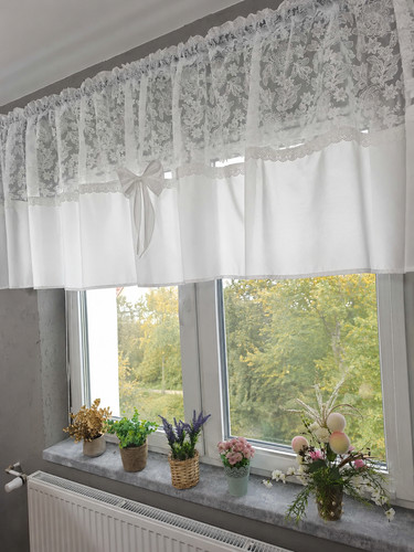 White kitchen curtain set lace - set,