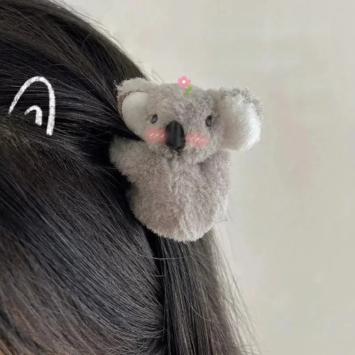 Plush koala bear hair - hair, clip