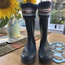 Hunter Children's Wellies And Welly Socks In Navy Size 13