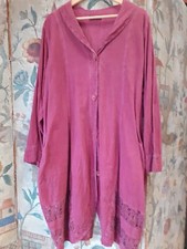 Kekoo maroon duster coat embroidered hem size 4 (XXL approx) chest 52", 42" long