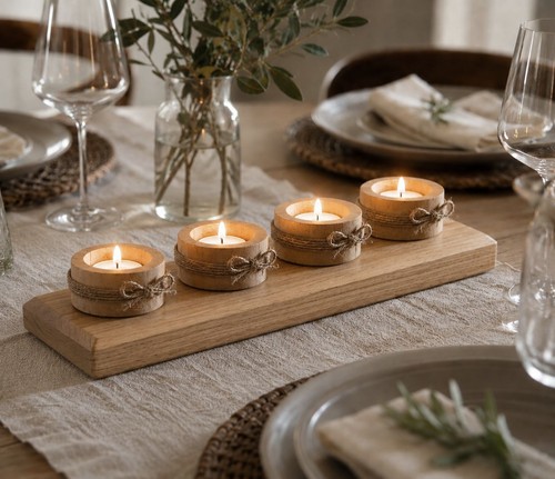 Rustic wooden tea light