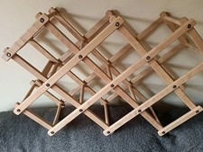 Vintage Wooden 10 Bottle Accordion Folding Concertina Wine Rack