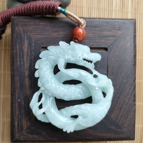 Myanmar jadeite dragon pendant - myanmar,