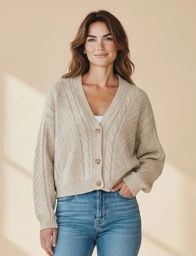 Beige cable knit - beige,