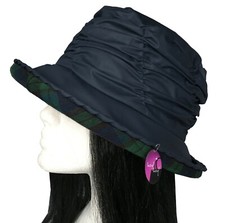  Wax Rain Hat Waxed Cotton Cloche Brim Tartan Lining Waterproof Ladies Country 