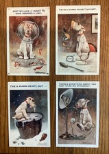 4 Antique (WWI) Postcards by G.E. Studdy - Bonzo the Dog - Comique Series