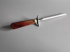 Vintage Chef Knife Sharpener Sharpening Steel Teak Brass Handle Made in Japan