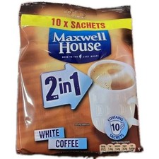 10x Maxwell House Instant Coffee White Coffee 10 x 2 in 1 - 100 sachets