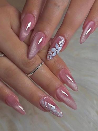 Pink daisy ombre almond press - pink,