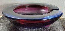 Vintage mid century modern 60s Murano Sommerso Heavy  hand made Glass Bowl Dish