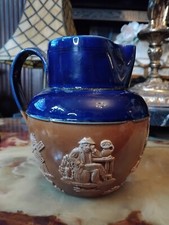 Vintage Royal Doulton Lambeth Pitcher/Jug, Hunting Scene 5 1/2" #4988 Cobalt 