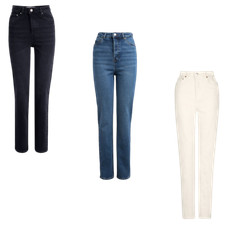 Ladies N@@t High Waist Slim Jeans Black Blue Cream Sizes 6 - 20