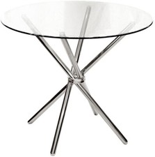 VERONA ROUND DINING TABLE-Clear Tempered Glass/Chrome Legs, GDT11C Display 2