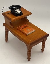Dolls house telephone table seat and accessories in 1/12th Scale