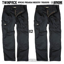 Apache Black Industry Combat Cargo Work Wear Trousers TWINPACK All Sizes